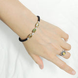 Men's Women Snake Skin Stone Bright Black Onyx Adjustable Braided Bracelet 925 Sterling Silver Nugget Beads from Thailand DiyNotion BR1122