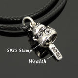 Men's Women Adjustable Braided Bracelet 925 Sterling Silver Lucky Maneki Neko Cat Pendant DiyNotion Handmade BR1125