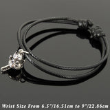 Men's Women Adjustable Braided Bracelet 925 Sterling Silver Lucky Maneki Neko Cat Pendant DiyNotion Handmade BR1125