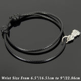 Men's Women Adjustable Braided Bracelet 925 Sterling Silver Guanyin Buddha Pendant Protection Prayer Buddhism DiyNotion Handmade BR1126