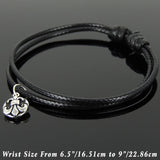 Men's Women Adjustable Braided Bracelet 925 Sterling Silver Fleur de Lis Round Pendant DiyNotion Handmade BR1127