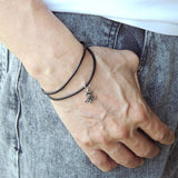 Men's Women Adjustable Braided Bracelet 925 Sterling Silver Fleur de Lis Pendant DiyNotion Handmade BR1128