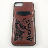 iPhone 7 Custom Engraved Leather TPU hardback case cover with credit card slots - personalized laser engraved iPhone case - new!