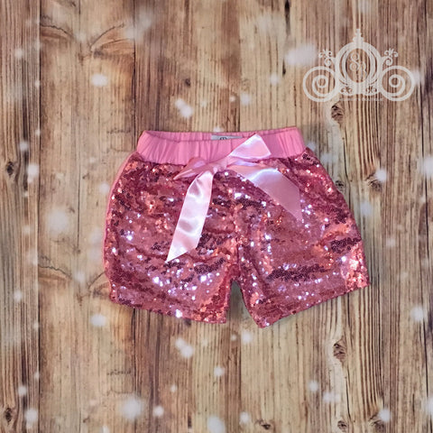 Girls Light Pink Sequin Shorts