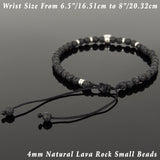 Men's Women Lava Rock Adjustable Braided Bracelet 925 Sterling Silver Skull & Spacers DiyNotion BR1071