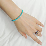 Men's Women Enhanced Blue Turquoise Adjustable Braided Bracelet 925 Sterling Silver Skull & Spacers DiyNotion BR1072