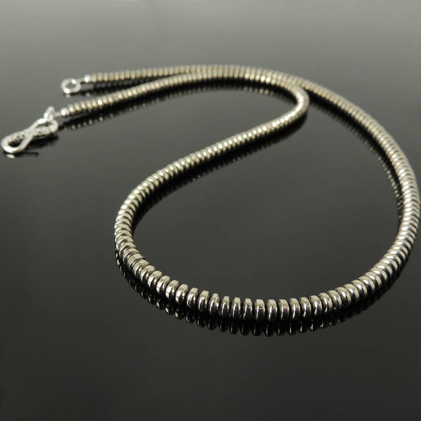 Men's Women 2x4mm Gold Hematite Necklace 925 Sterling Silver Clasp DiyNotion Handmade NK191