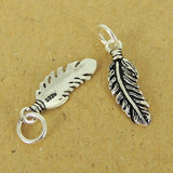 2 Pcs 925 Stamp Sterling Silver Small Feather Pendants DIY Jewelry Making WSP539X2 Wholesale: See Discount Coupons in Item Details