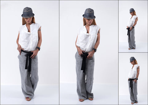 Woman Linen pants /Wide leg pants /Womens harem pants /Summer pants /Grey linen pants