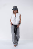 Woman Linen pants /Wide leg pants /Womens harem pants /Summer pants /Grey linen pants