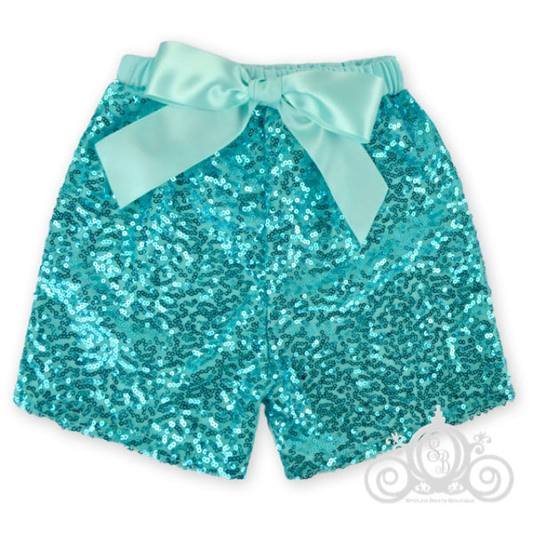 Aqua | Light Blue | Mint| Mermaid Green Girls Sequin Shorts