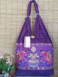 Boho Elephant Purple Purse/Hand Embroidered Bags/Ethnic Hand Bag/Ethnic Shoulder bag/Short Handle Bags/Ethnic Bags/Boho Shoulder Bags