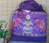Boho Elephant Purple Purse/Hand Embroidered Bags/Ethnic Hand Bag/Ethnic Shoulder bag/Short Handle Bags/Ethnic Bags/Boho Shoulder Bags
