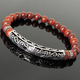 Men's Women Red Jasper Stone 925 Sterling Silver Bracelet Lotus Charm Spacers DiyNotion Handmade BR1077
