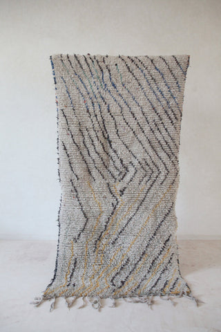 AZILAL. Vintage Moroccan Rug. Wool Boucherouite Carpet. Modern Design.