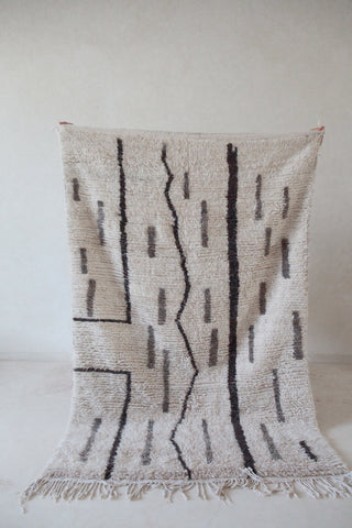 AZILAL. Vintage Moroccan Rug. Wool Boucherouite Carpet. Modern Design.