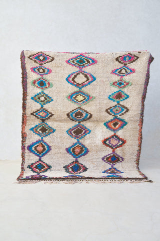 AZILAL. Vintage Moroccan Rug. Wool Boucherouite Carpet. Modern Design.