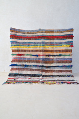 AZILAL. Vintage Moroccan Rug. Wool Boucherouite Carpet. Modern Design.
