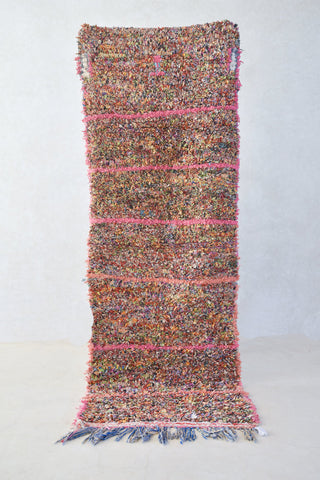 BOUCHEROUITE. Vintage Moroccan Rug. Wool Boucherouite Carpet. Modern Design.