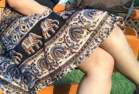 Short Wrap skirt/Summer skirt/Beach wrap skirt/Ethnic Skirt/Bohemian wrap skirt/2 in 1 skirt top-Fits upto Medium