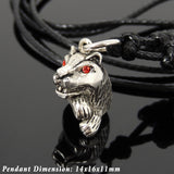 Men's Women Adjustable Necklace 925 Sterling Silver Jungle Cat Pendant with Wax Rope DiyNotion NK193