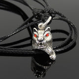 Men's Women Adjustable Necklace 925 Sterling Silver Jungle Cat Pendant with Wax Rope DiyNotion NK193