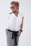 White Linen shirt/Summer shirt top/Sleeveless shirt /Unique white shirt /Asymmetric shirt /white tunic top