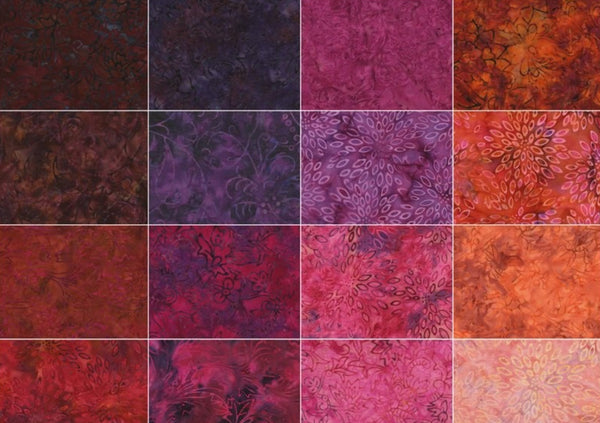 Malam Batiks Sorbet Charm Pack by Jinny Beyer for RJR Fabrics - 42, 5 inch Precut Fabric Squares