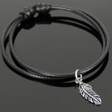 Men's Women Adjustable Braided Bracelet 925 Stamp Sterling Silver Feather Pendant DiyNotion Handmade BR1129