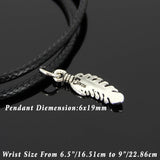 Men's Women Adjustable Braided Bracelet 925 Stamp Sterling Silver Feather Pendant DiyNotion Handmade BR1129