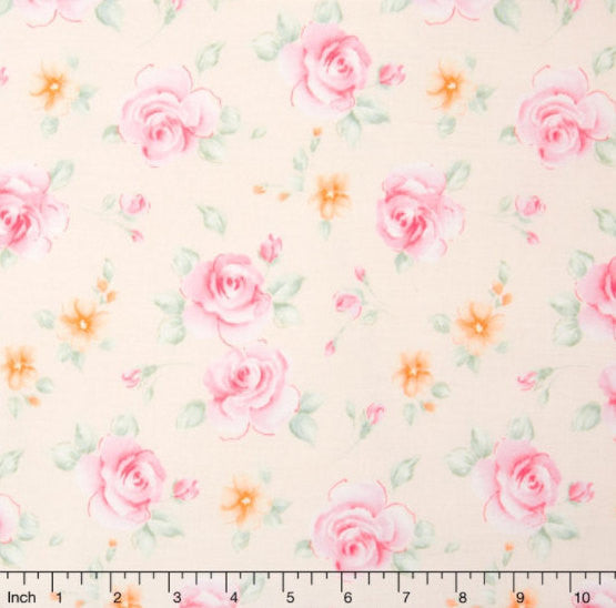Sweet Baby Rose - Rosa Posa Light Apricot Yardage by Dover Hill for Benartex