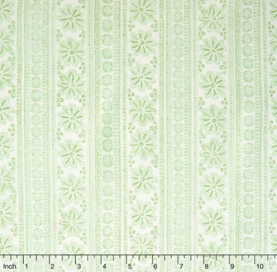 Sweet Baby Rose - Soft Stripe Light Green Yardage by Dover Hill for Benartex - Sold by 1/2 Yard and 1 Yard