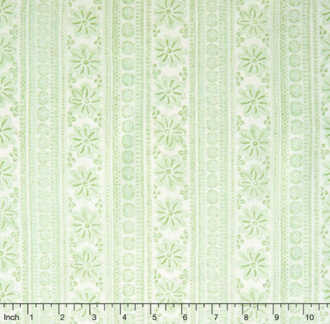 Sweet Baby Rose - Soft Stripe Light Green Yardage by Dover Hill for Benartex - Sold by 1/2 Yard and 1 Yard