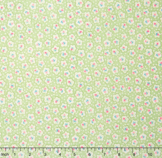 Sweet Baby Rose - Rose Bud Green Yardage by Dover Hill for Benartex - Sold by Half Yard and 1 Yard