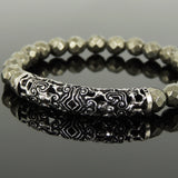 Men's Women Natural Faceted Gold Pyrite Bracelet 925 Sterling Silver Lucky Charm DiyNotion Handmade BR1083