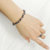 Men's Women Black Rutilated Quartz Adjustable Braided Bracelet 925 Sterling Silver Cross Beads DiyNotion BR1085