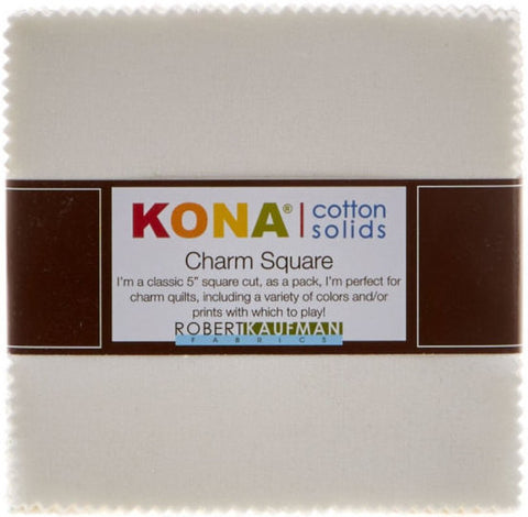 Kona Cotton Solids - Snow Charm Pack by Robert Kaufman Fabrics for Robert Kaufman - 42, 5 inch Precut Fabric Squares