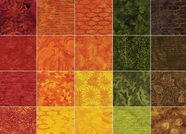 Equinox Batiks Charm Pack by Kathy Engle for Island Batik - 42, 5 inch Precut Fabric Squares