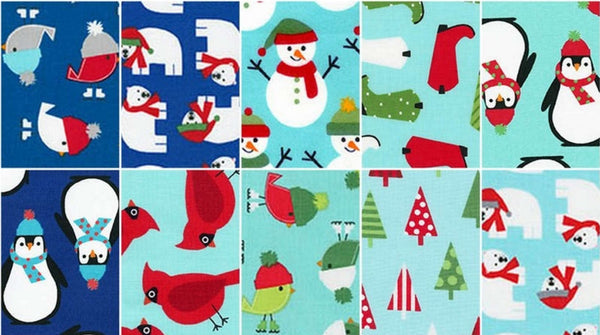 SALE Jingle 4 Winter Colorstory Ten Squares/Layer Cake by Ann Kelle for Robert Kaufman - 42, 10 inch Precut Fabric Squares