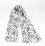 Cotton Scarf Hand Print Scarf Hand Dyed Scarf Oblong Scarf Versatile Scarf Unisex Scarf Mens Scarf Gift For Her Gift For Him Sciarpa Cotone