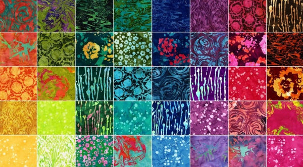 SALE Blossom Batiks Patty Cake/Layer Cake by RJR Fabrics for RJR Fabrics - 42, 10 inch Precut Fabric Squares