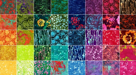 SALE Blossom Batiks Patty Cake/Layer Cake by RJR Fabrics for RJR Fabrics - 42, 10 inch Precut Fabric Squares