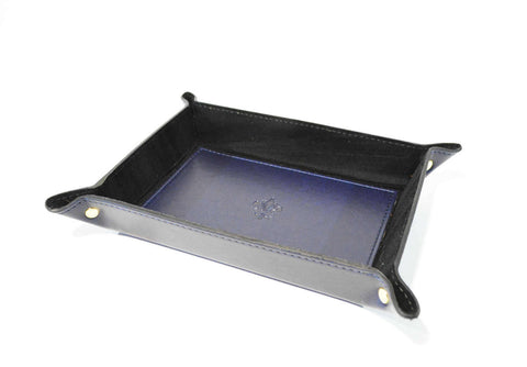 Valet Tray Leather Dark Blu Leather Tray Leather Catch All Dresser Tray Desk Organiser Desk Tidy Change Tray Svuota Tasche in Pelle
