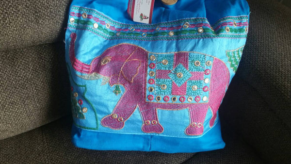 Boho Elephant Blue Purse Hand Embroidered Bags Ethnic Hand Bag Ethnic Shoulder bag Short Handle Bags Ethnic Bags Boho Shoulder Bags
