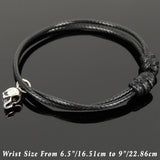 Men's Women Adjustable Braided Bracelet 925 Stamp Sterling Silver Small Skull Pendant DiyNotion Handmade BR1130