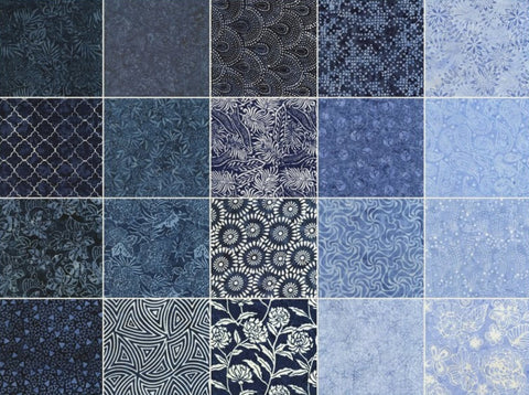 SALE Tonga Treats Batiks - Indigo Dreams 10" Squares/Layer Cake by Timeless Treasures - 40,  10 inches Precut Fabric Squares