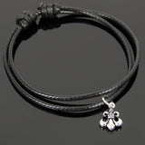 Men's Women Adjustable Braided Bracelet 925 Sterling Silver Fleur de Lis Pendant DiyNotion Handmade BR1131
