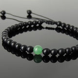 Men's Women Matte Black Onyx Aventurine Quartz Adjustable Braided Bracelet DiyNotion Handmade BR1132