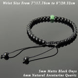 Men's Women Matte Black Onyx Aventurine Quartz Adjustable Braided Bracelet DiyNotion Handmade BR1132