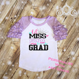 Lil Miss Kindergarten Grad Pre-K Preschool First Grade Kids Custom Ruffle Raglan Personalized Shirt Girl Baby Toddler Shirt